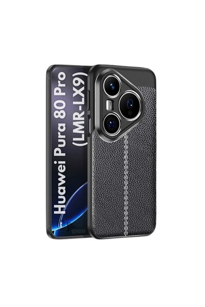 HANPORIUM Huawei Pura 80 Pro Compatible Silicone Case with Leather Pattern, C...