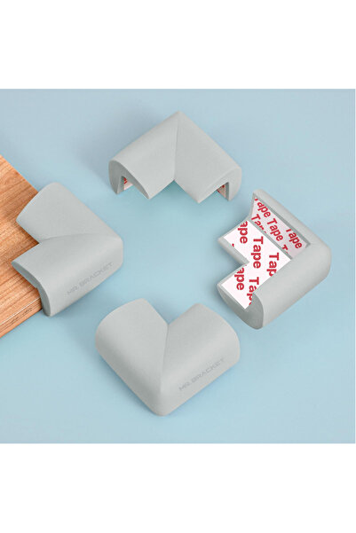 MR.BRACKET 4 Units. Ready-Made Adhesive White Thick Rubber Soft Baby Corner P...