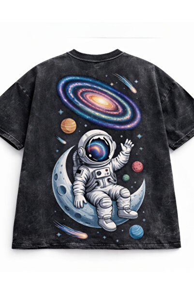 FREAK T-SHIRT Tricou negru oversize unisex cu imprimeu vintage spălat