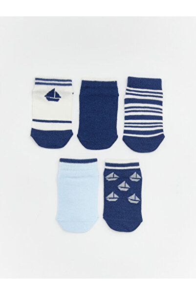 LC Waikiki Rmz Gi̇yi̇m Farkiyla Embroidered Baby Boy Booties Socks 5-Pack