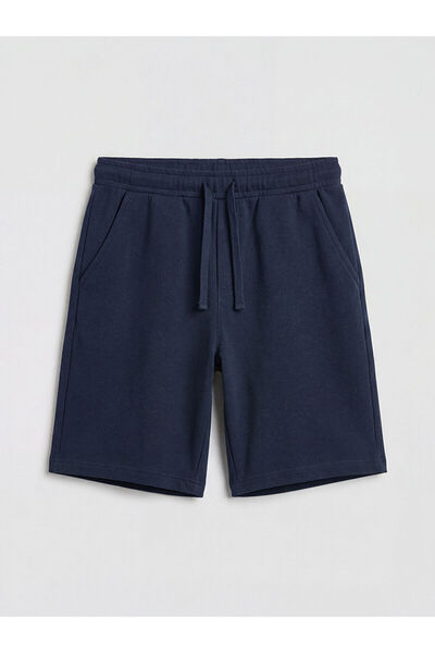 LC Waikiki شورت للأولاد من مجموعة إلسيفا باللون الأزرق الداكن مع خصر مطاطي