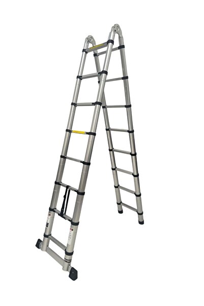 DAİMER 2.5+2.5 Metre Çift Taraflı Alüminyum Teleskopik 8+8 (16) Basamaklı Mer...