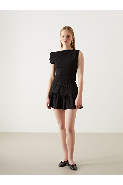 LC Waikiki Textured Women's Shorts Skirt with Elastic Waist