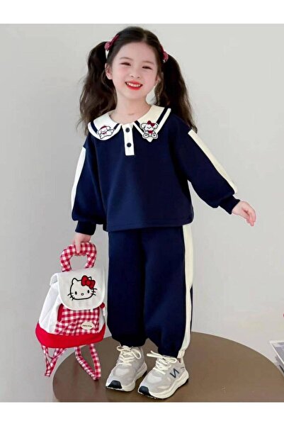 Kids Rooms طقم رياضي مكون من 3 قطع مع حقيبة بفيونكة كبيرة