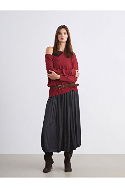 LC Waikiki Satin Pleated Skirt with Elastic Waist