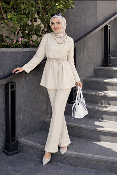 Tarzım Tuba Loose Hijab Suit with Draped Front