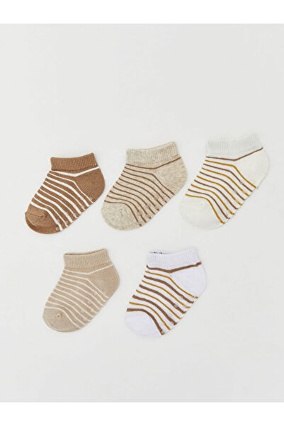 LC Waikiki Rmz Gi̇yi̇m Farkiyla Striped Baby Boy Booties Socks 5-Pack