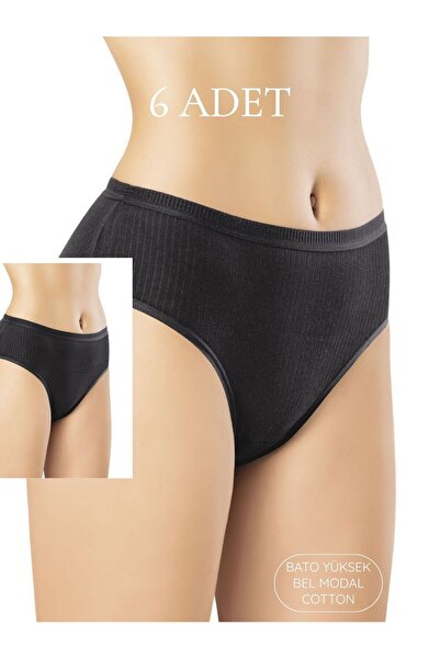 SEBURAM COLLECTION Cotton Cotton Breathable Ribbed Bato High Waist Panties 6 ...