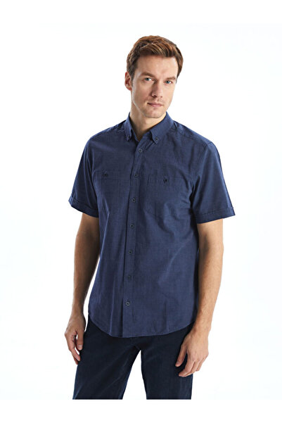 LC Waikiki Rmz Gi̇yi̇m Farkiyla Standard Fit Short Sleeve Linen Look Men's Shirt