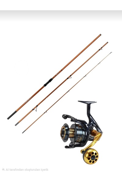 Okuma Trio Rex Surf 420cm 120-250 gr 3 Parça Surf Kamışı- Salina 8000A Blue O...