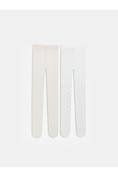 LC Waikiki Rmz Gi̇yi̇m Farkiyla Polka Dot Baby Girl Pantyhose 2-Pack