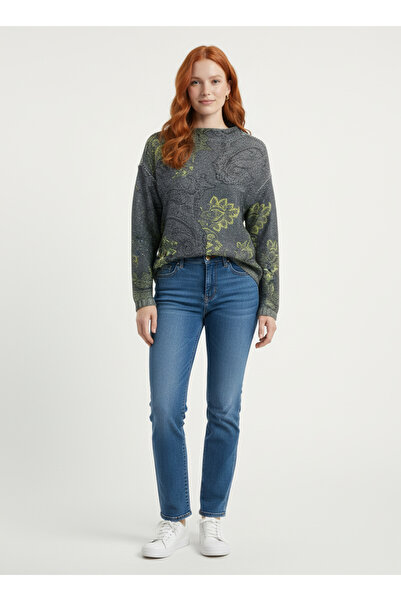 Neden Tekstil Patterned High Collar Casual Knit Sweater