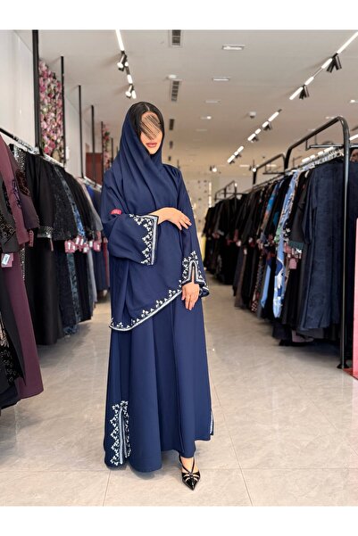 GENRAL Abaya D 871 - Half Cloch with Crepe Weave Fabric - Navy
