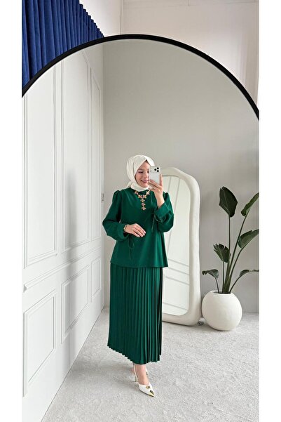 MİREL BUTİK New Season Women's Meva Tunic-Skirt Pleated Set