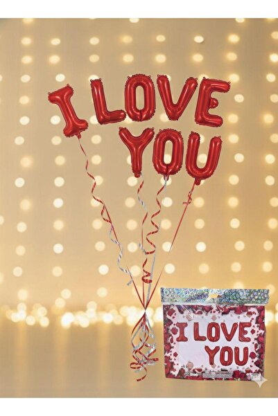 Jumaan 3 sets of "I LOVE YOU" foil balloons - red