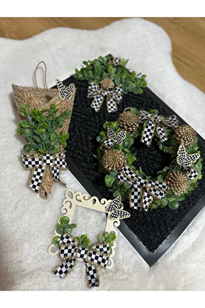 Marrone Kapı Süsü Siyah Paspas Kapı Sepeti Priz Çerçevesi 4'lü Takım