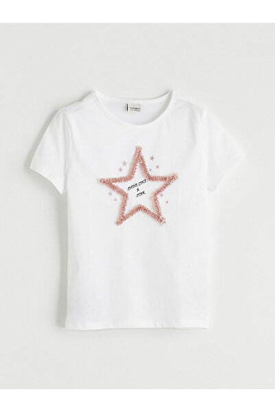 LC Waikiki Trendlucky Girl's Star Printed T-Shirt with Difference