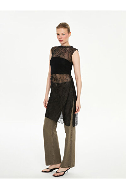 LC Waikiki Sparkling Choices Asymmetrical Planting Lace Women's Tunic from Sh...
