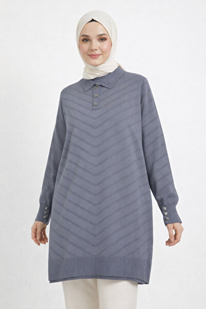 PIOVE Polo Collar Knitwear Tunic – Green Modest