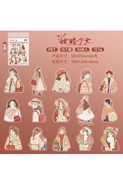 İthal O15-30 bucăți autocolante romantice cu fete și animale de companie, cu ...