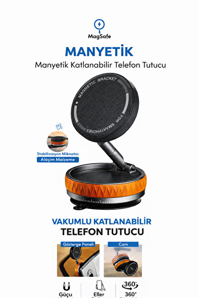 TUROVE Manyetik Telefon Tutucu MagSafe Uyumlu Vakumlu Araç İçi Telefon Standı...