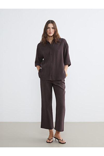 LC Waikiki Peak New Season Elastic Waist Textured Women's Trousers
