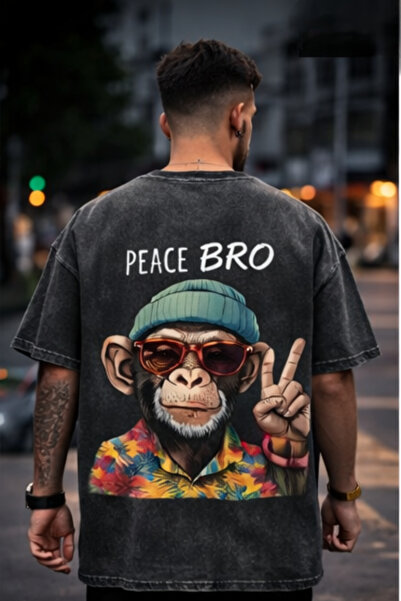 FREAK T-SHIRT Tricou negru oversize unisex cu imprimeu vintage spălat