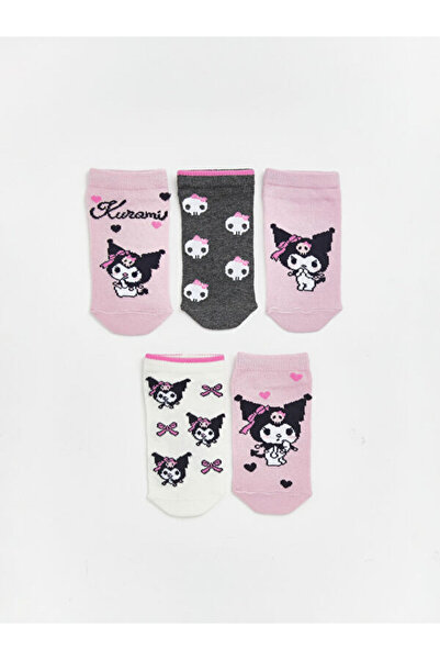 LC Waikiki Rmz Gi̇yi̇m Farkiyla Kuromi Embroidered Girls' Booties Socks 5-Pack