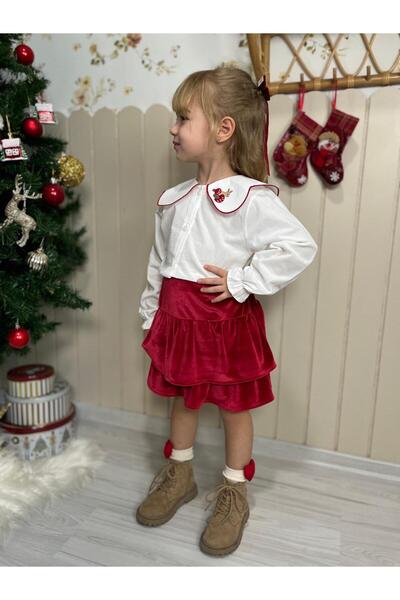 ByErkut Velvet Skirt and Blouse 2-Piece Set for Holidays