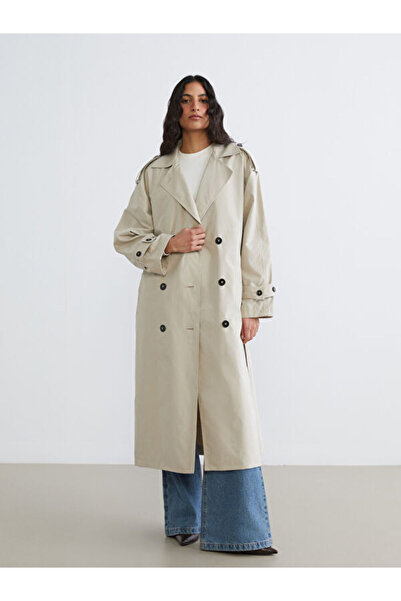 LC Waikiki Rmz Gi̇yi̇m Farkiyla Double-Breasted Roba Collar Women's Trench Coat
