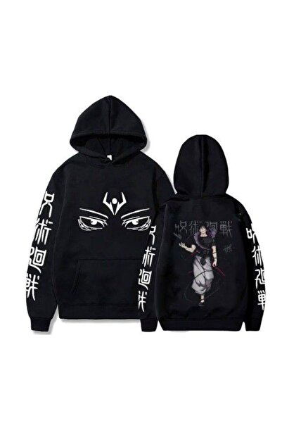 COZYWEAR سويت شيرت أسود كبير الحجم للجنسين مع قلنسوة، مطبوع بجودة عالية، مريح...