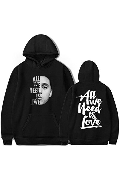 COZYWEAR سويت شيرت أسود كبير الحجم للجنسين مع قلنسوة، مطبوع بجودة عالية، مريح...