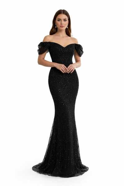 butex Miabella Güneş Desen Abiye Elbise 1154BTX