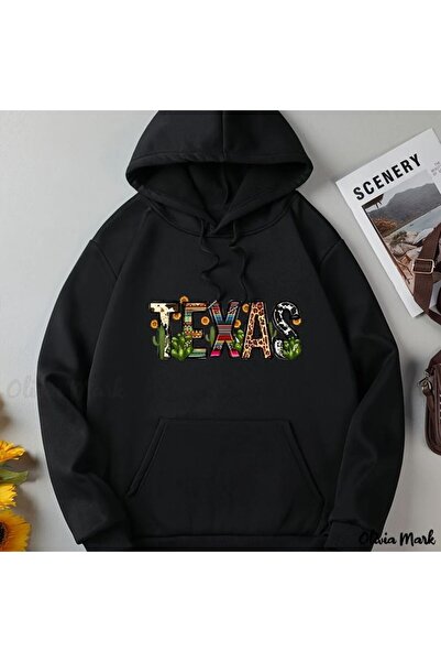 COZYWEAR سويت شيرت أسود كبير الحجم للجنسين مع قلنسوة، مطبوع بجودة عالية، مريح...