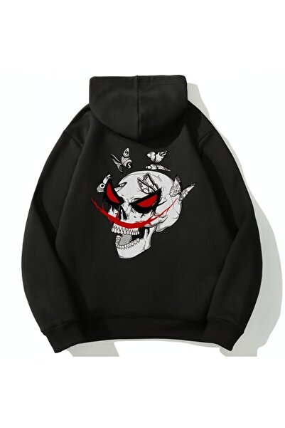 COZYWEAR سويت شيرت أسود كبير الحجم للجنسين مع قلنسوة، مطبوع بجودة عالية، مريح...