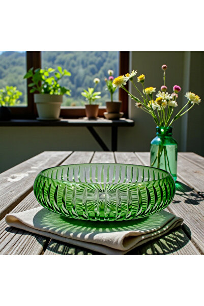 AYZ HOME 28 cm Hand-Cut Colored Crystal Glass Bowl - Handcrafted Decorative S...