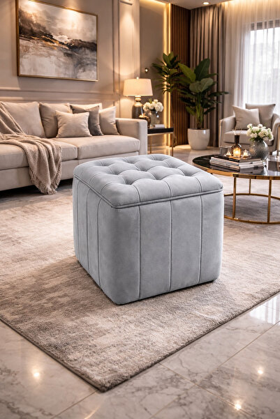 Tasarım Kapitoneli dilimli “Modern Kare Puf | Ayak Dinlendirme Taburesi | Dek...