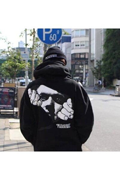 COZYWEAR سويت شيرت أسود كبير الحجم للجنسين مع قلنسوة، مطبوع بجودة عالية، مريح...