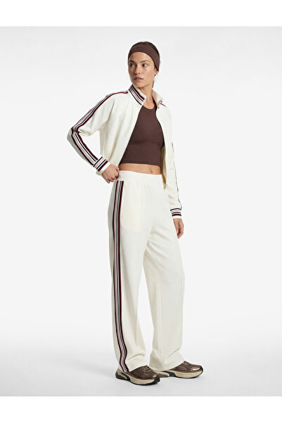 Koton High Waist Comfortable Fit Grosgrain Detailed Sporty Wide Leg Sweatpants