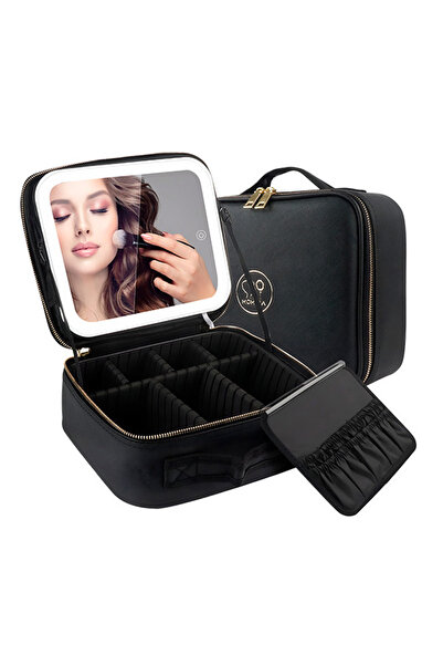 OEM Makeup Bag with LED Touch Mirror, 26x23x11 cm, Black