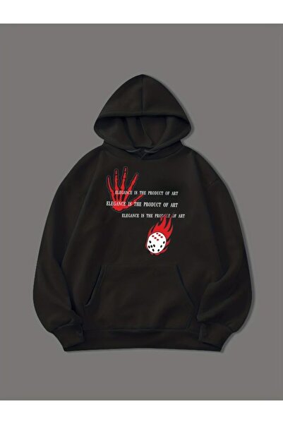 COZYWEAR سويت شيرت أسود كبير الحجم للجنسين مع قلنسوة، مطبوع بجودة عالية، مريح...