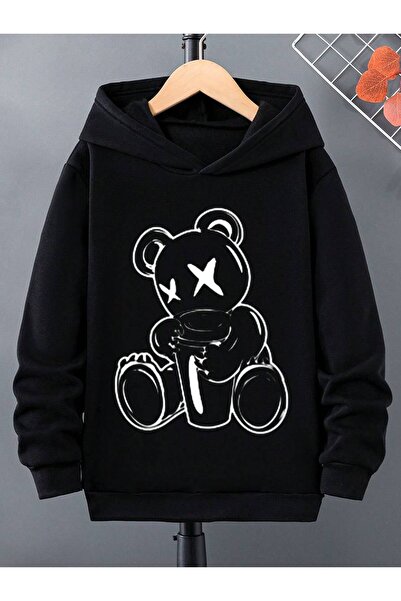 COZYWEAR سويت شيرت أسود كبير الحجم للجنسين مع قلنسوة، مطبوع بجودة عالية، مريح...