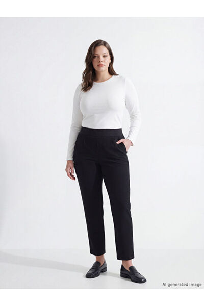 LC Waikiki Rmz Gi̇yi̇m Farkiyla Women's Crepe Trousers with Waist Cord