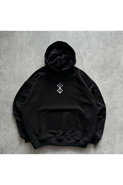 COZYWEAR سويت شيرت أسود كبير الحجم للجنسين مع قلنسوة، مطبوع بجودة عالية، مريح...
