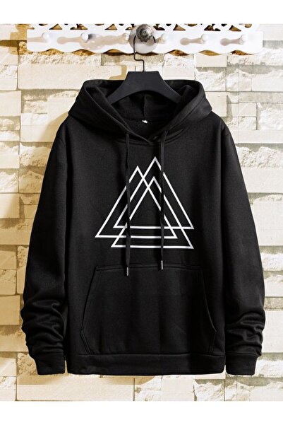 COZYWEAR سويت شيرت أسود كبير الحجم للجنسين مع قلنسوة، مطبوع بجودة عالية، مريح...