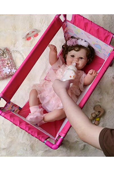 LunaDefano Katlanabilir Reborn Bebek Beşiği 52 cm Taşıma Çantalı Oyun Parkı(B...