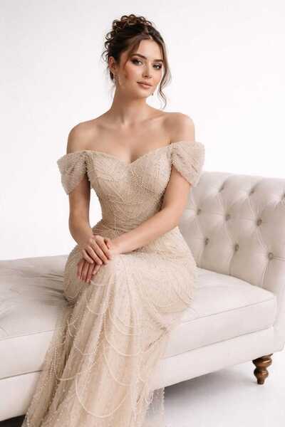 butex Miabella Güneş Desen Abiye Elbise 1154BTX