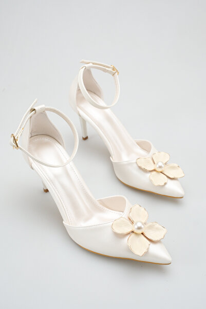 FOLLOWIN Bride Pearl Detailed Pointed Toe Stiletto Heeled Bridal Shoes - 9 cm