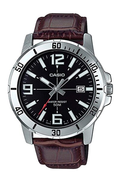 Casio Analog Leather Watch for Men MTP-VD01L-1BVUDF - 45mm - Brown