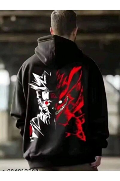 COZYWEAR سويت شيرت أسود كبير الحجم للجنسين مع قلنسوة، مطبوع بجودة عالية، مريح...